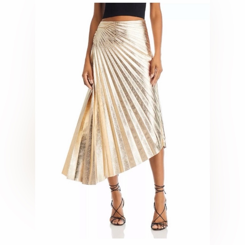 A.L.C Tori Gold Pleated Midi Skirt - Size 6